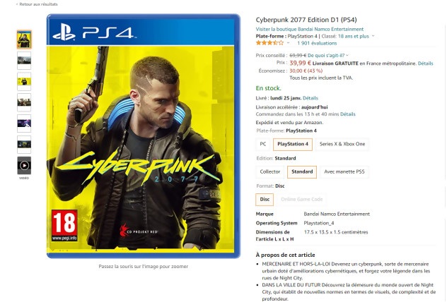 Cyberpunk 2077 prix