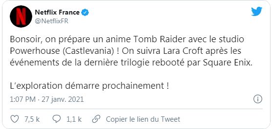 Tomb Raider série animée Netflix