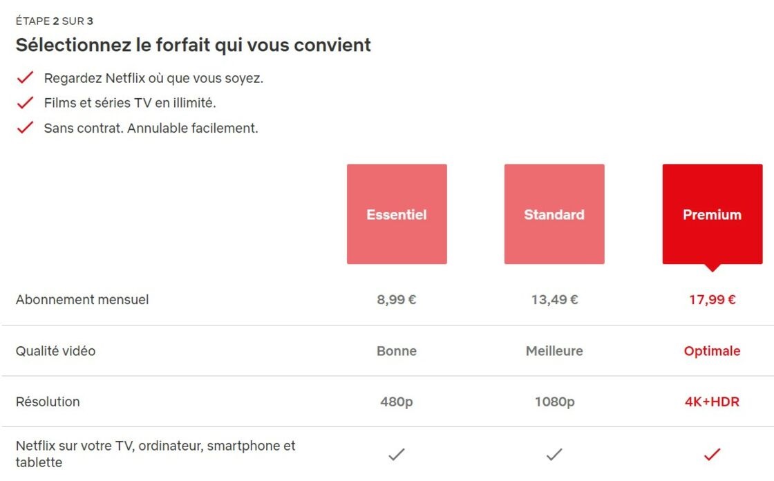 Nouveaux tarifs Netflix